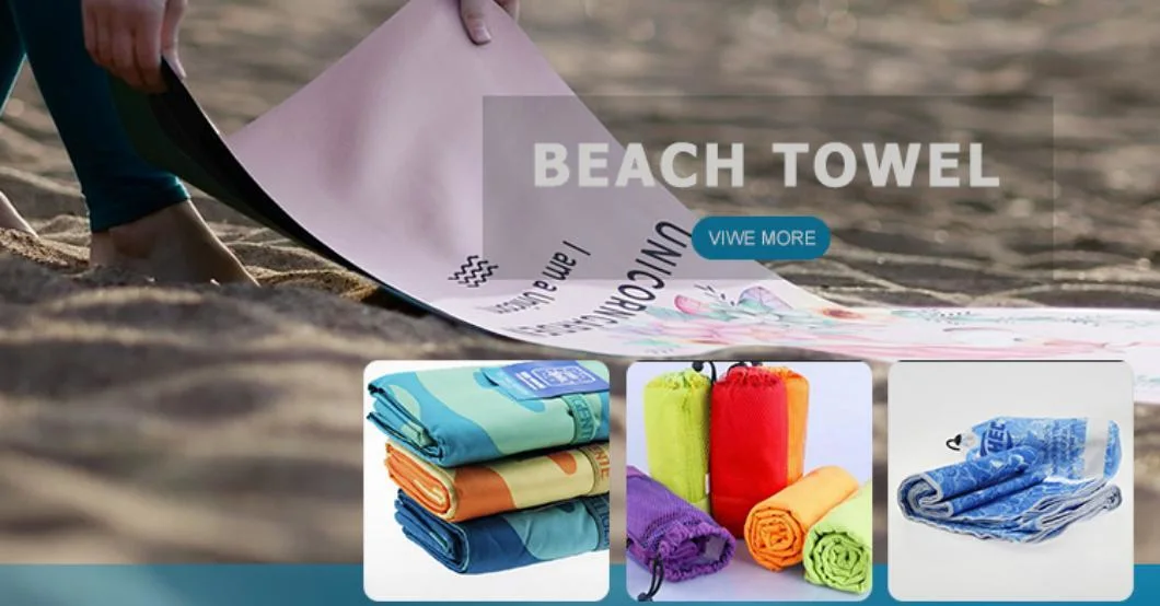 Quick Dry Lightweight Sand Free Microfiber Printed Custom Beach Towel with Mesh Bag