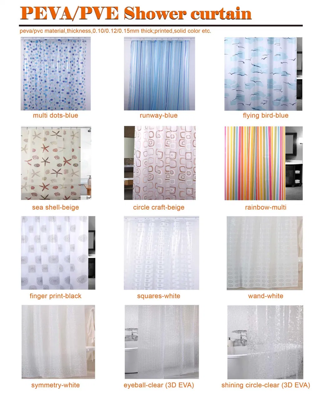 Plastic Shower Curtains for Bathroom Textile