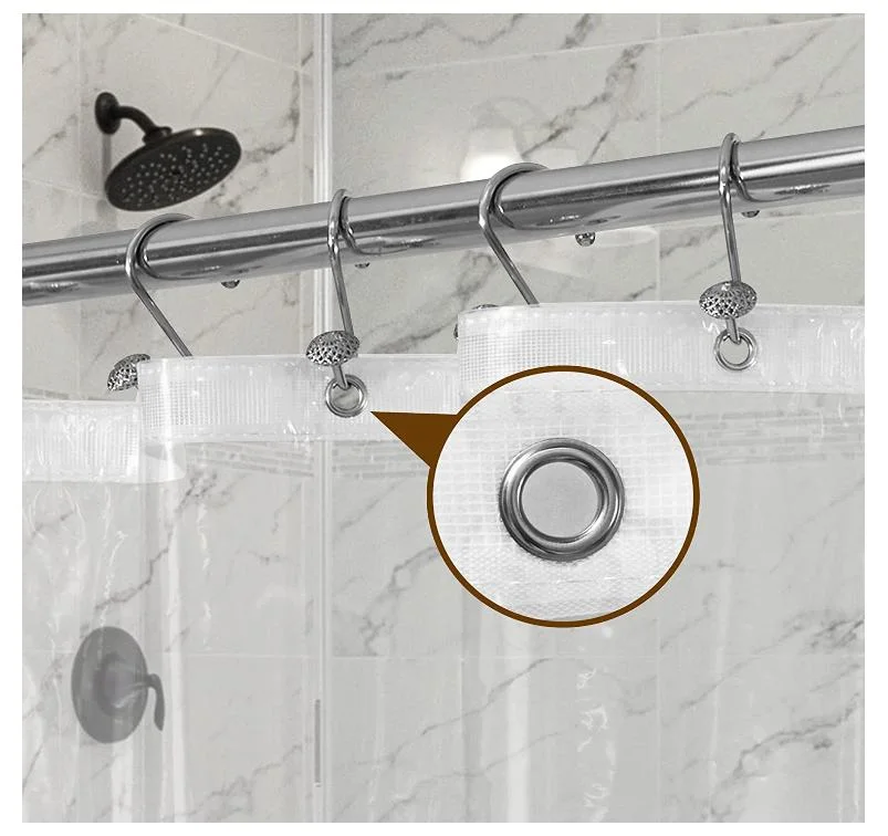 Clear PEVA Shower Curtain Liner, Waterproof Lightweight Plastic Bathroom Set