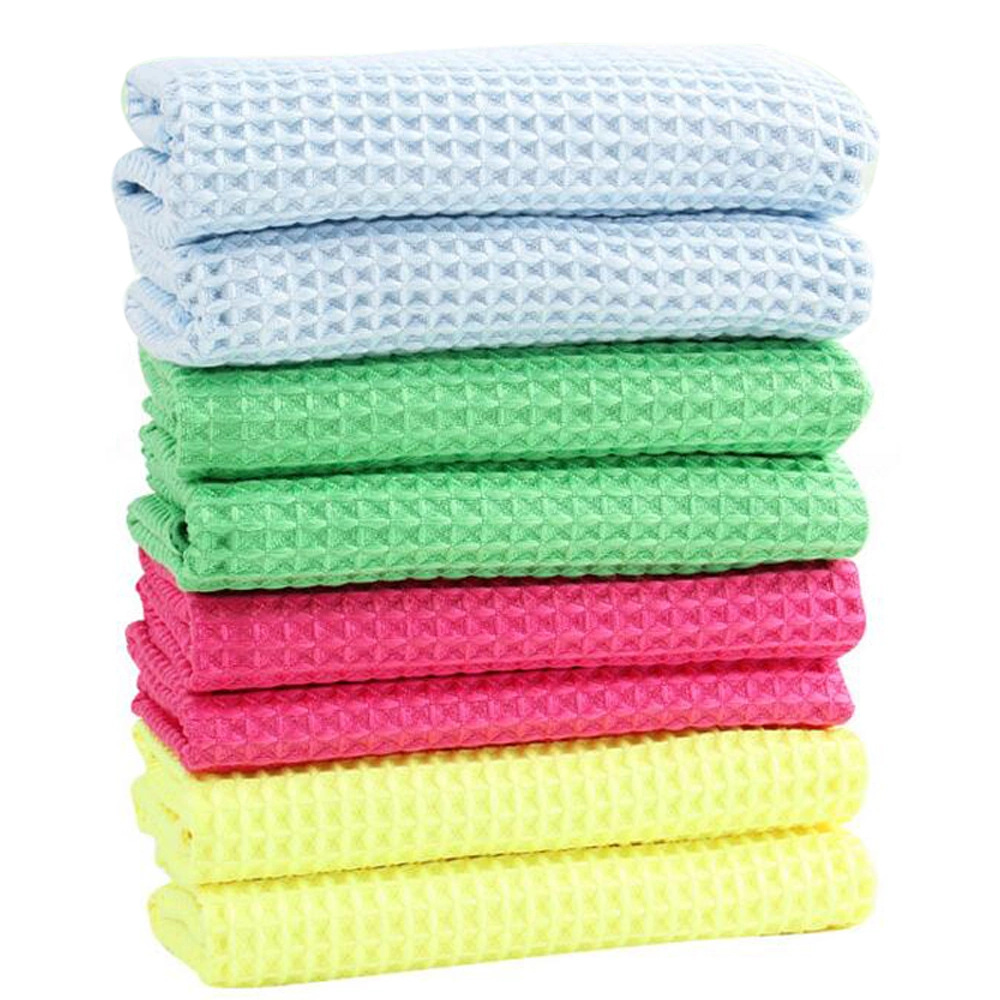 Custom Logo Microfiber Cleaning Cloths Set Dish Towels Kitchen Scouring Pad Glass Washing Drying Mats