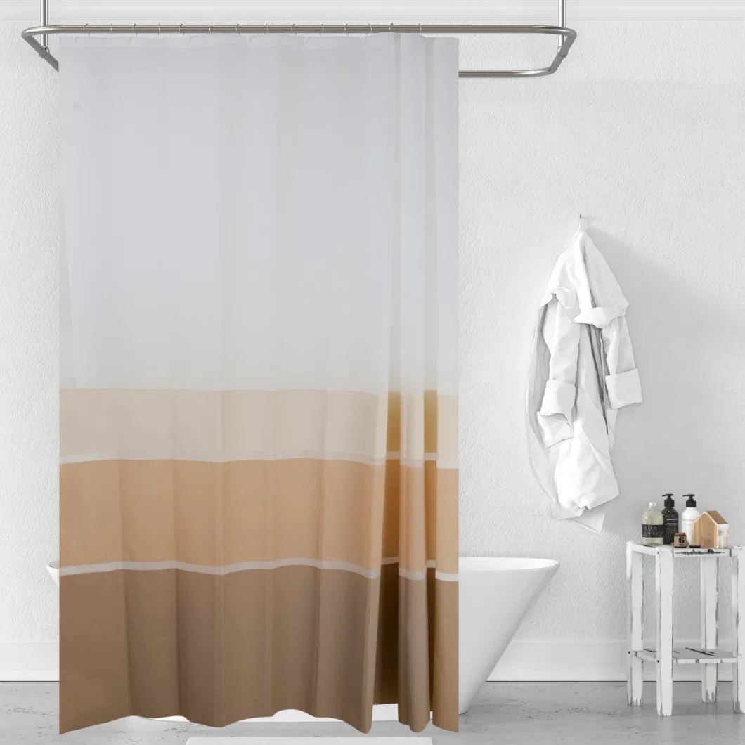 Customized Bathroom Plastic Shower Curtain with Three Color Stripe