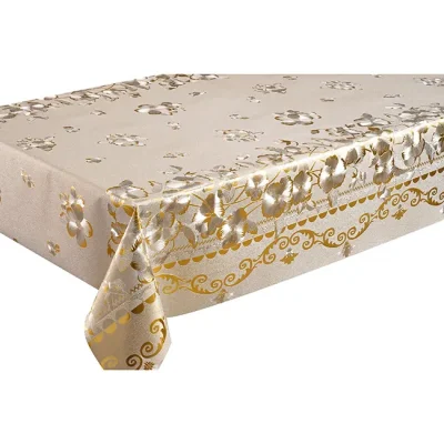 Mise à la terre argentée dorée avec couverture de table en relief avec support en tissu polyester