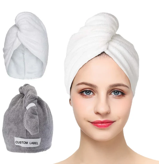 Serviette de séchage de cheveux en microfibre Super absorbant l'eau, serviette Turban en Microfibre pour Salon de coiffure, serviette en microfibre de bambou