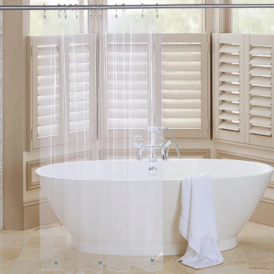 Doublure de rideau de douche en PEVA transparent, ensemble de salle de bain en plastique léger et imperméable