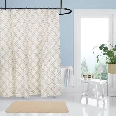 Rideau de douche de salle de bains 100% polyester de style treillis simple et moderne pour la décoration intérieure