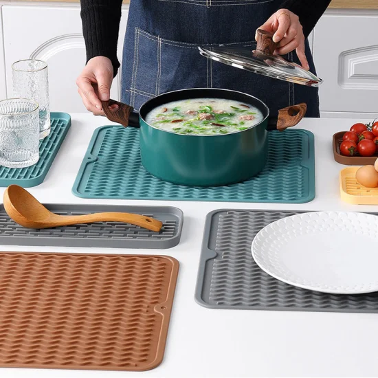 Nouveau Tapis de séchage en Silicone de cuisine tapis de plat en Silicone Durable