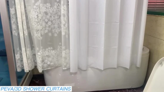 Rideau de douche en plastique rose clair léger de qualité supérieure, rideau de douche en PVC PEVA imprimé personnalisé en 3D