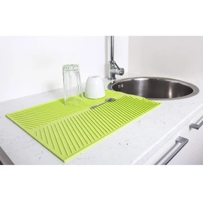 Tapis de séchage de vaisselle en Silicone, tapis de drainage pliant, tapis de drainage rectangulaire, tapis de séchage de la vaisselle, résistant à la chaleur, Non