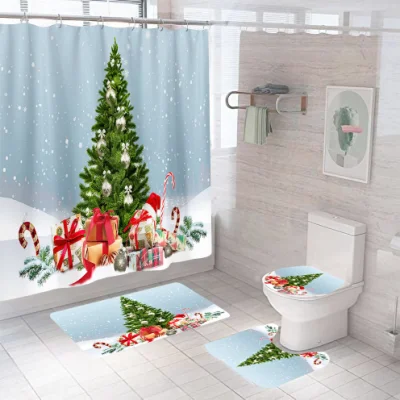 Rideaux de douche imprimés de Noël pour salle de bain avec anti