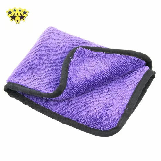 Chiffon en microfibre lavable haute Performance pour nettoyage de voiture à poils torsadés violets 40x60cm